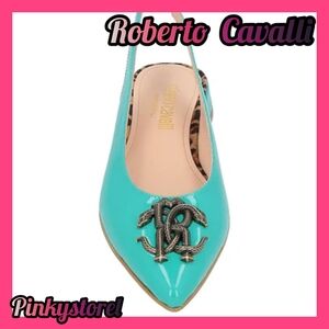 Roberto Cavalli Turquoise Slingback Flats